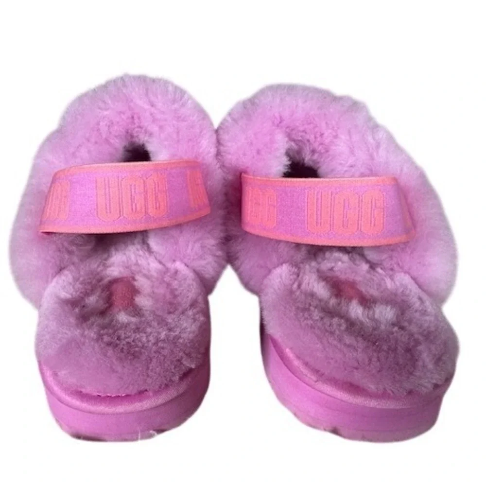 UGG Kids Pink Sequin Fur Lined Slingback Slippers -‎ size 4 or 5?